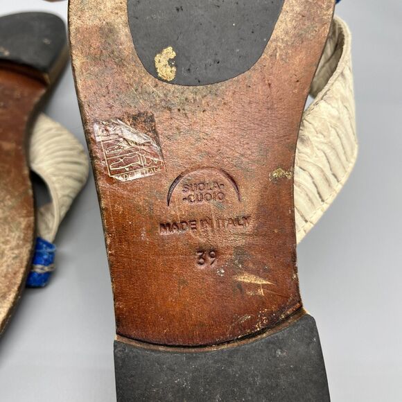 Cordani Sandals Womens 8.5 Leather Italy Made Suola Cuoio Italian Flats Straps - Picture 5 of 8